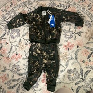 Adidas Kids Camo Track Suit - Green